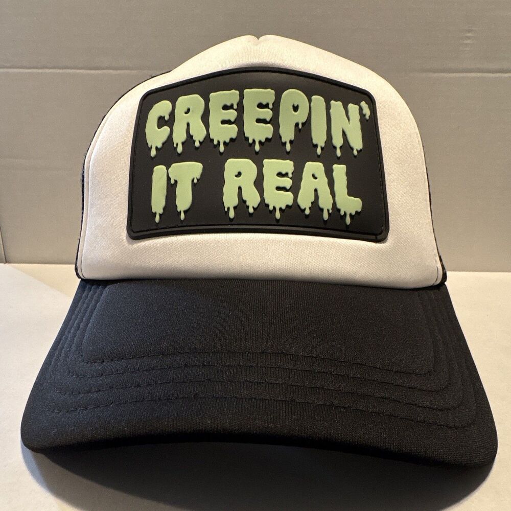 Creepin’ It Real Trucker Hat Adjustable Mesh Back, One Size, SnapBack - Picture 2 of 6